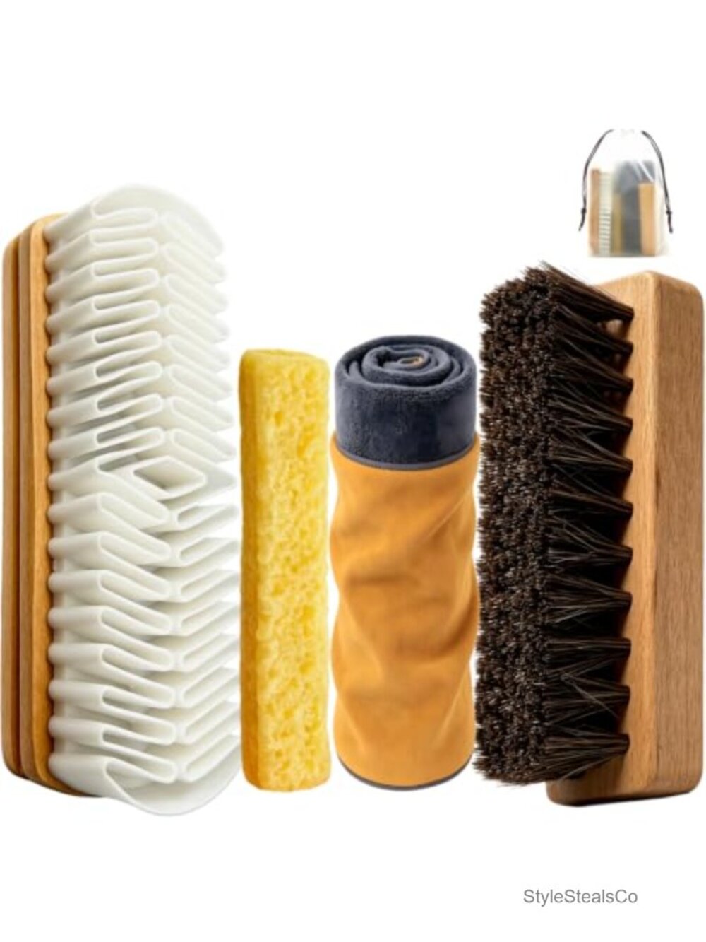 4Pc Suede Nubuck Brush Eraser Shoe Cleaning Kit with Cloth